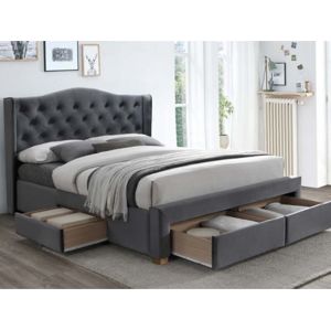 ASPENA II VELVET manželská posteľ 160x200cm, šedá