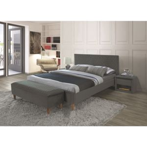 ZORRO čalúnená posteľ 140 x 200 cm, šedá, dub
