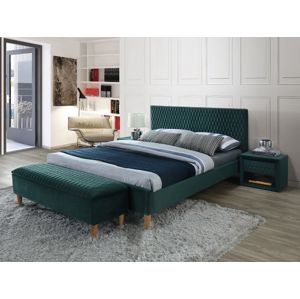ZORRO čalúnená posteľ 140 x 200 cm, zelená, dub