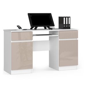 Moderný písací stôl ANDOR, biely/cappuccino lesk