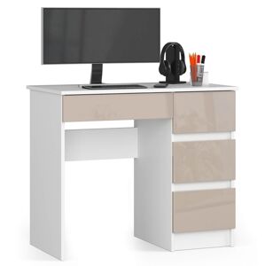 Moderný písací stôl ZEUS90P, biela / cappuccino lesk