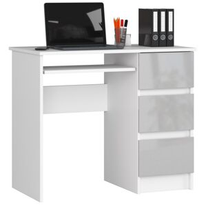 Dizajnový písací stôl JIRÍ90P, biely / metalický lesk