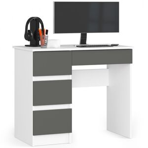 Moderný písací stôl ZEUS90L, biela / grafit