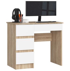 Dizajnový písací stôl ZEUS90L, dub Sonoma / biely