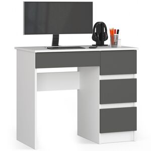 Moderný písací stôl ZEUS90P, biela / grafit