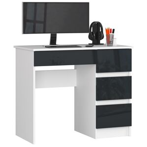 Moderný písací stôl ZEUS90P, biely/grafitový lesk