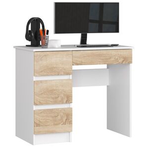 Dizajnový písací stôl ZEUS90L, biely / dub Sonoma