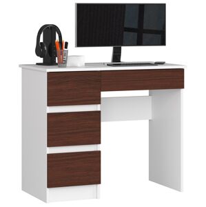 Dizajnový písací stôl ZEUS90L, biely / wenge