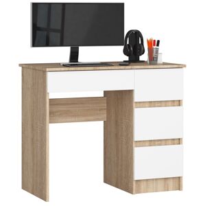 Dizajnový písací stôl ZEUS90P, dub Sonoma / biely