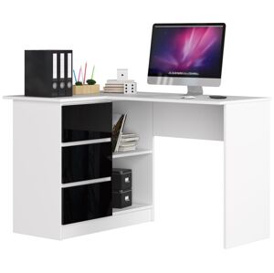 Moderný písací stôl HERRA124L, biely / čierny lesk
