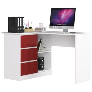 Moderný písací stôl HERRA124L, biely / červený lesk