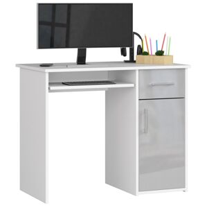 Dizajnový písací stôl MELANIA90, biely / metalický lesk