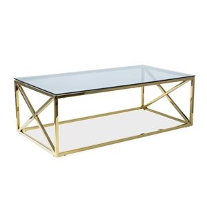MELISA A konferenčný stolík 120x60 cm, zlatý/dymové sklo
