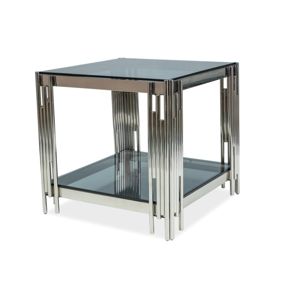 FASSIL konferenčný stolík 55x55 cm, chróm/dymové sklo
