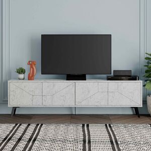 Luxusný TV stolík ERESH, biela Carrara