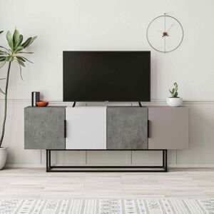 Luxusný TV stolík DRATH, retro sivá / biela / svetlá mocca