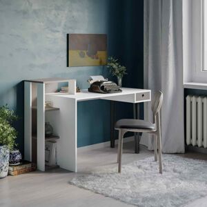 Moderný písací stôl ANITA, biely / svetlá mocca