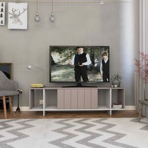 Dizajnový TV stolík ANGEL, svetlá mocca/biela