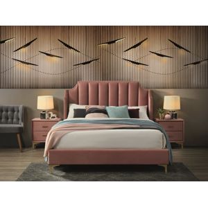 VANESITA VELVET, manželská posteľ 160x200 cm, ružová, zlatá