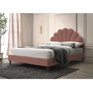 STALIA VELVET, manželská posteľ 160x200cm, ružová, dub