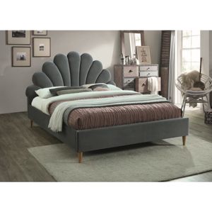 STALIA VELVET, manželská posteľ 160x200cm, šedá, dub