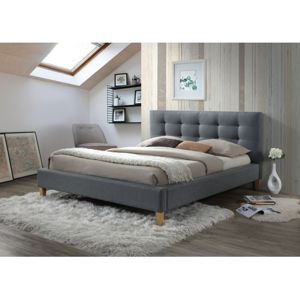 TENERIFFE čalúnená posteľ 140 x 200 cm, šedá, dub