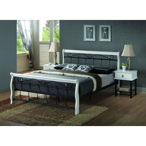 BENÁTKY posteľ 160x200 cm, biela/čierna